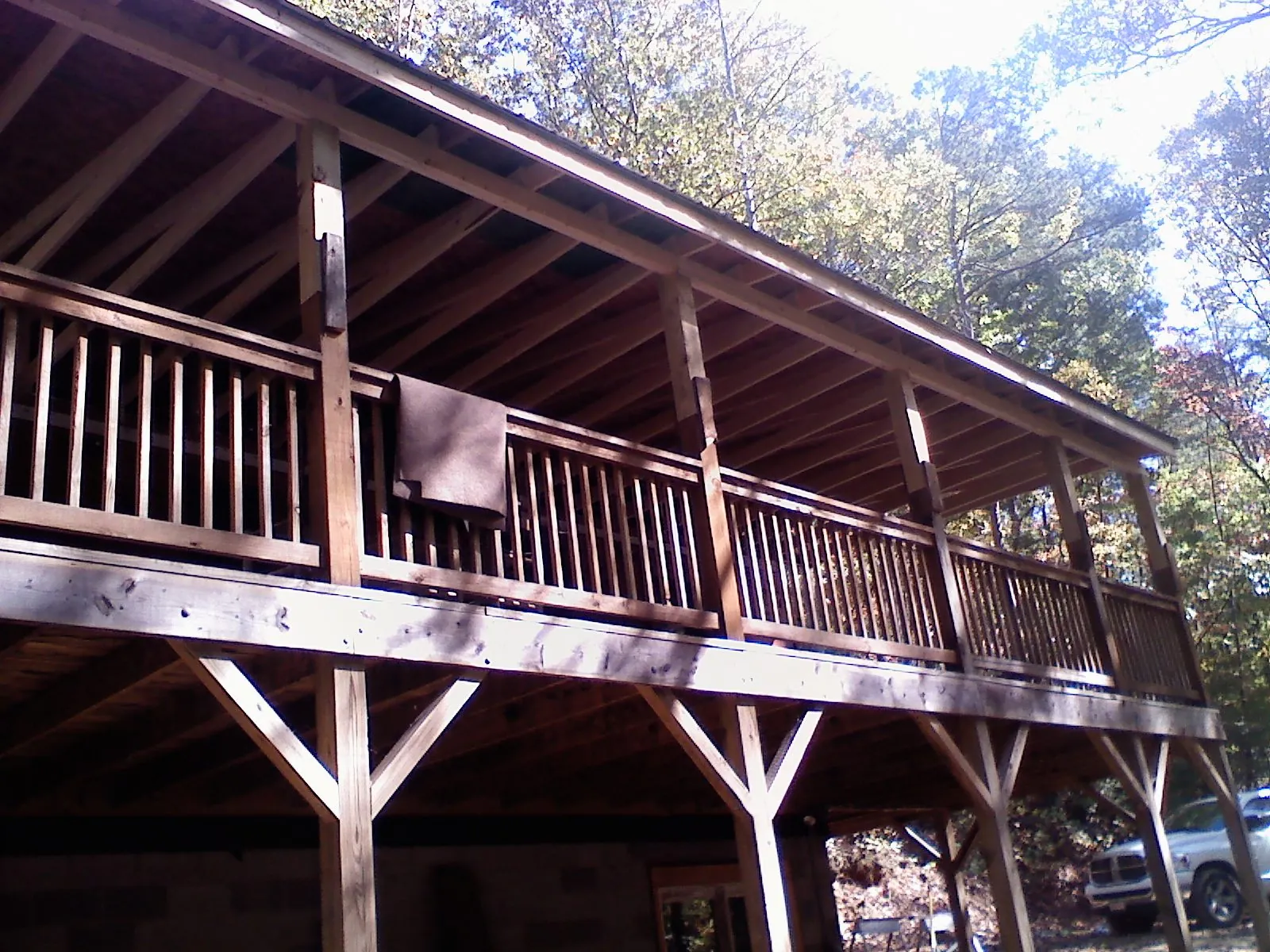 Timber framing under a new elevated porch and deck — Roof Leak Repair in Pennsville by Roofing Brothers